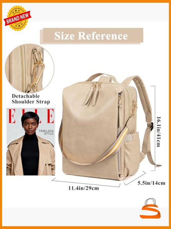 PU Leather Large Backpack Purse Travel Convertible Satchel Laptop Bag main image 6